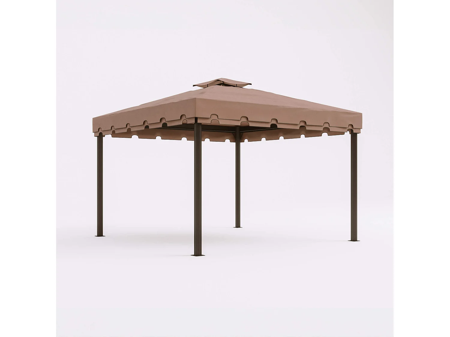 Gazebo Mobili Rebecca Nuxia 3x3 mt Poliestere Alluminio Marrone Chiaro Nero Da Montare