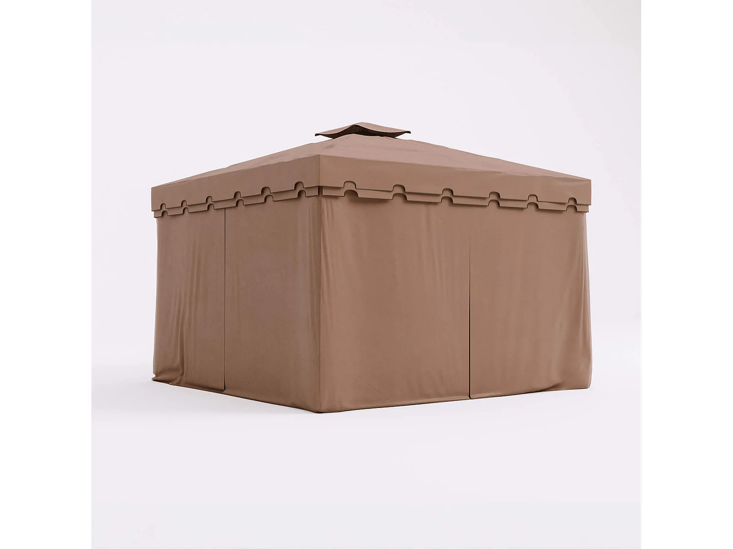 Gazebo Mobili Rebecca Nuxia 3x3 mt Poliestere Alluminio Marrone Chiaro Nero Da Montare