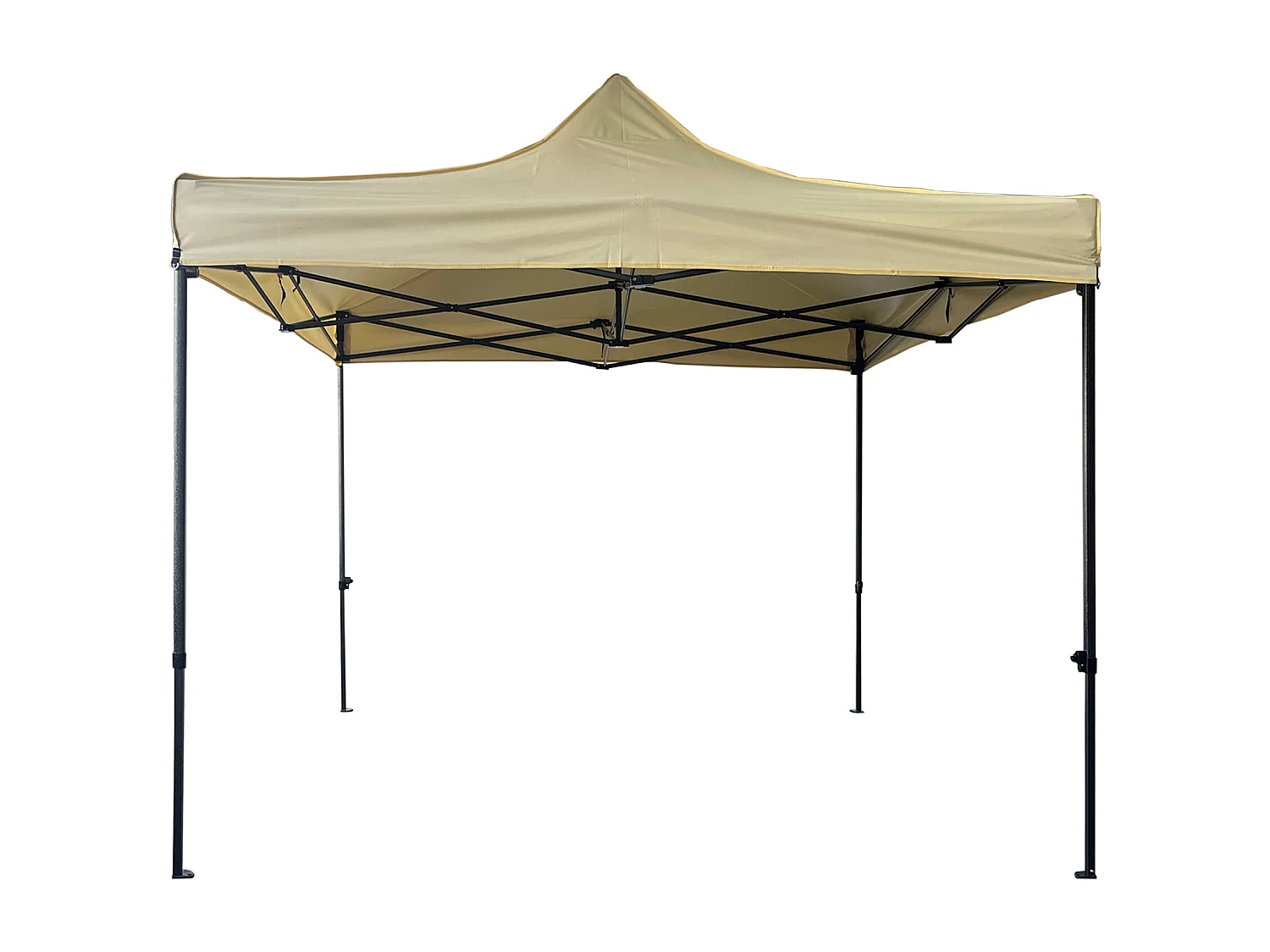 Gazebo Mobili Rebecca Aneto 3x3 mt Poliestere Metallo Beige Nero Parzialmente montato