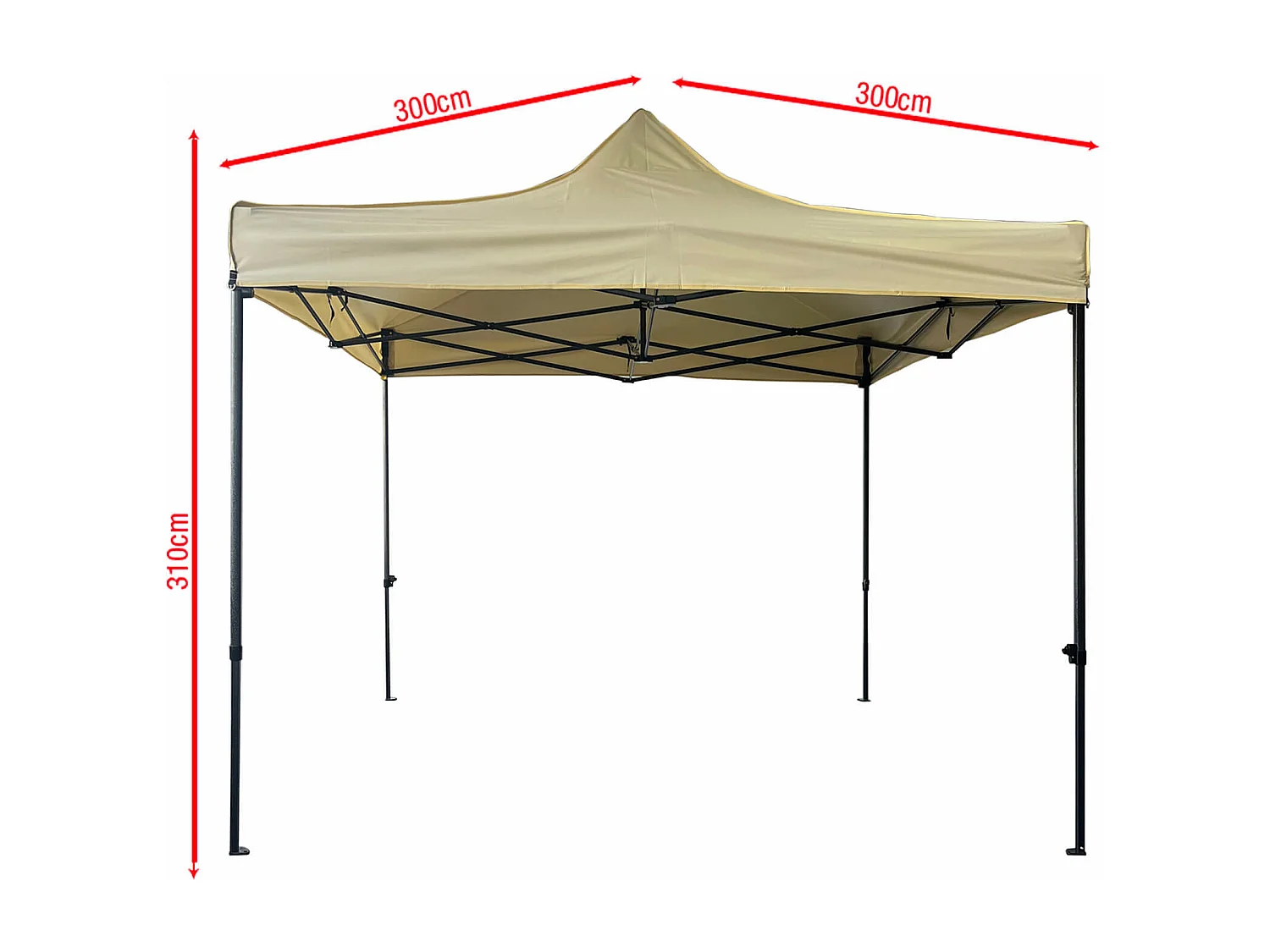 Gazebo Acordeão Dobrável Bege Metal Poliester 3x3