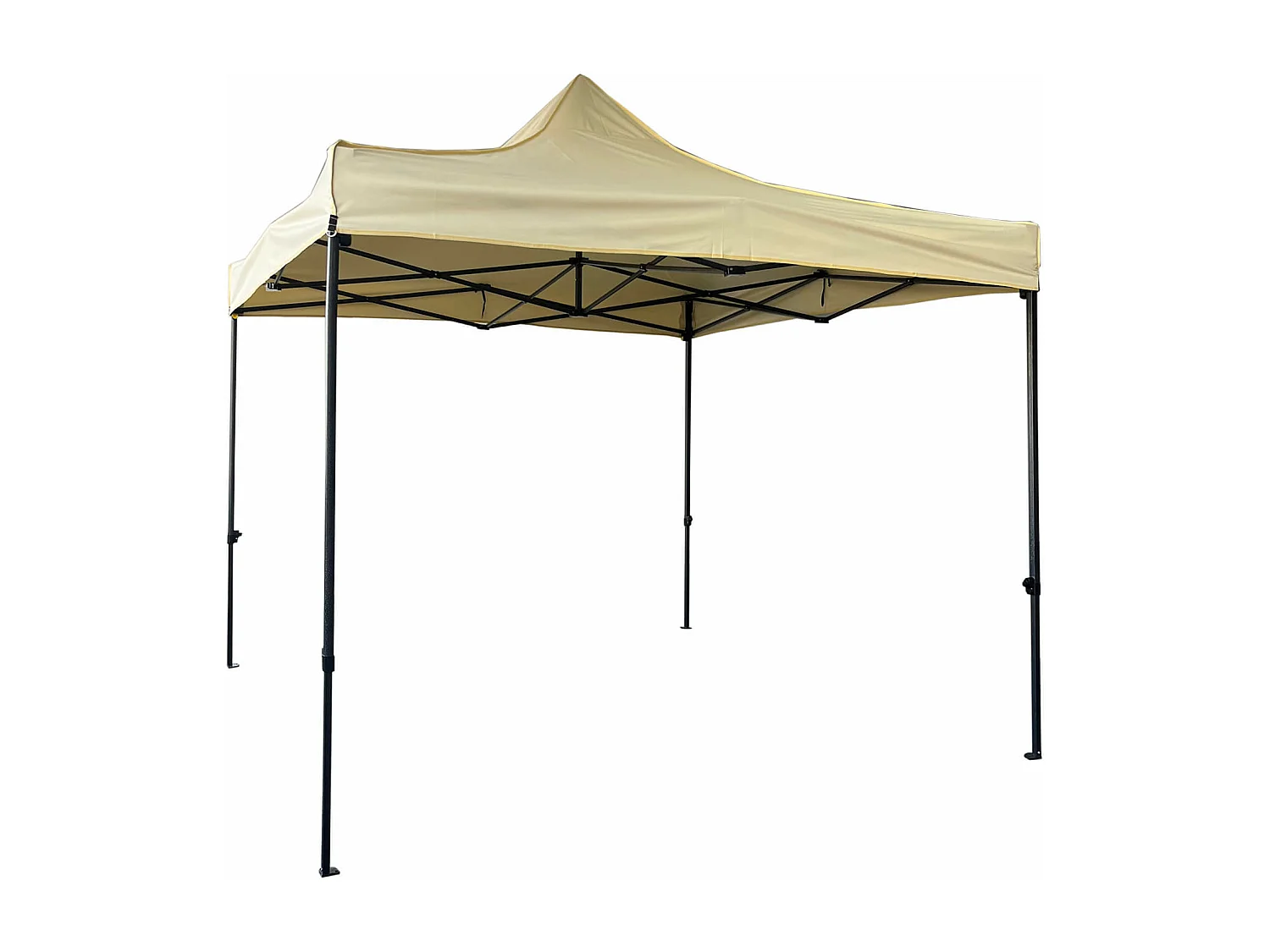 Gazebo Acordeão Dobrável Bege Metal Poliester 3x3