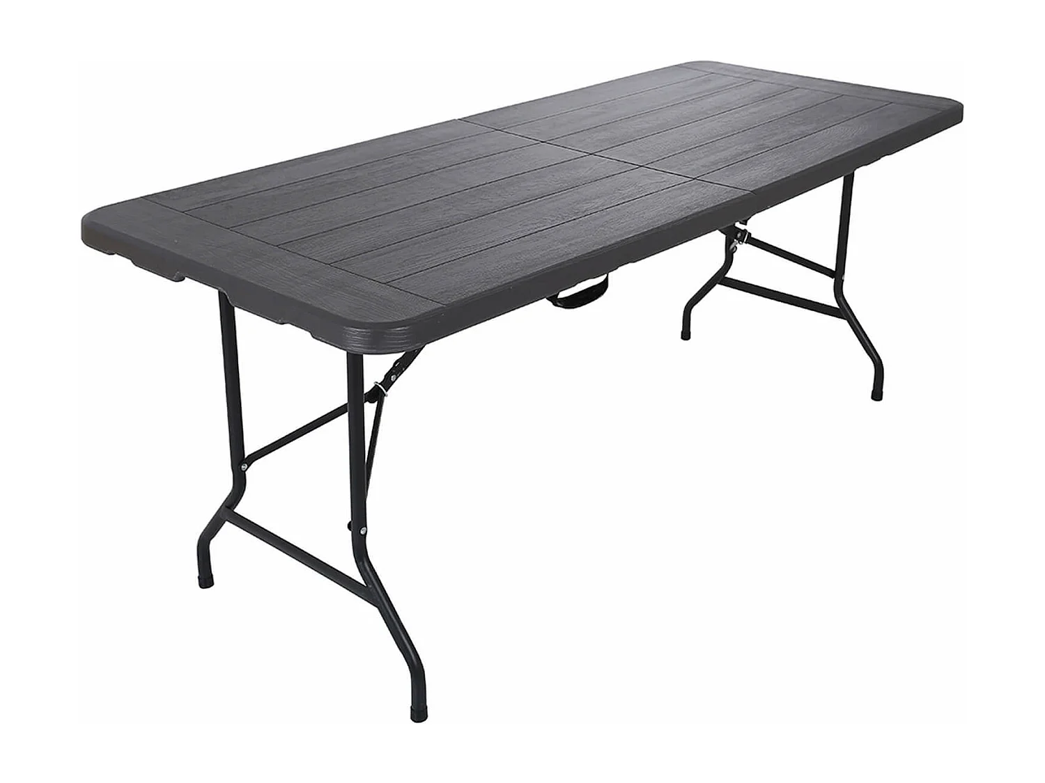 Table d'Extérieur Betel 74x180x75 Plastique Acier Gris Foncé Noir Moderne