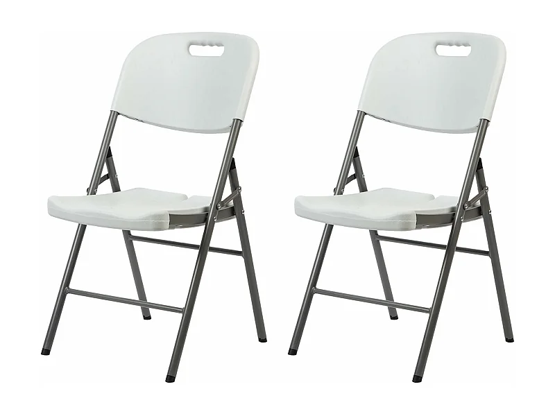 Sedie da Esterno Rebecca Mobili Quiver 88x45x50 Plastica Acciaio Bianco Grigio Moderno SET 2 pezzi Montato