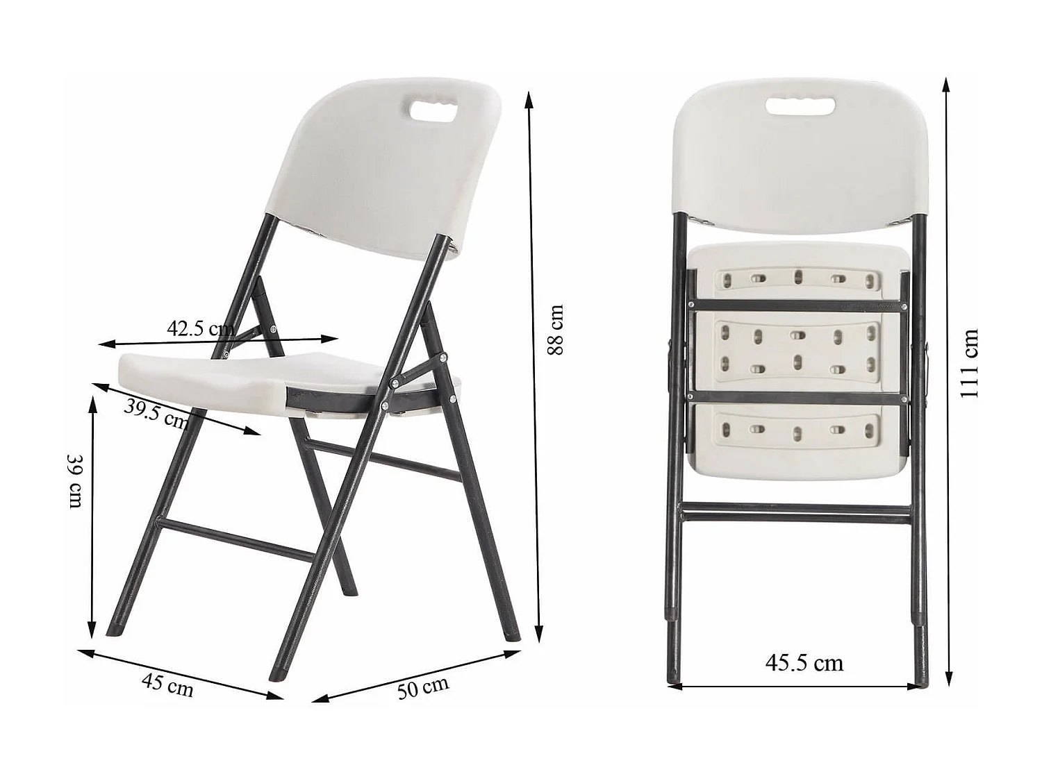 Sedie da Esterno Rebecca Mobili Quiver 88x45x50 Plastica Acciaio Bianco Grigio Moderno SET 2 pezzi Montato