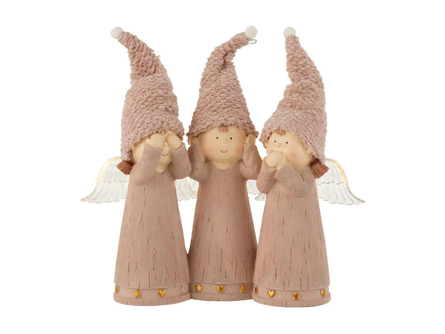 Statuette Déco Led "3 Anges" 28cm Rose