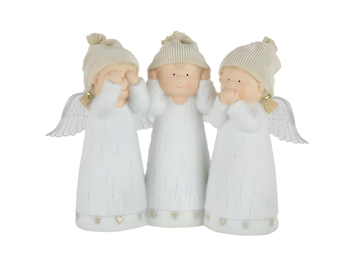 Lot de 3 Statuettes Led "Ange" 28cm Blanc