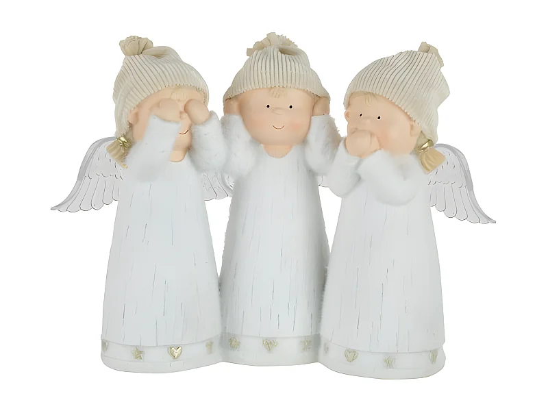 3 ángeles solidarios de la sabiduría en resina multicolor 28x10x22 cm