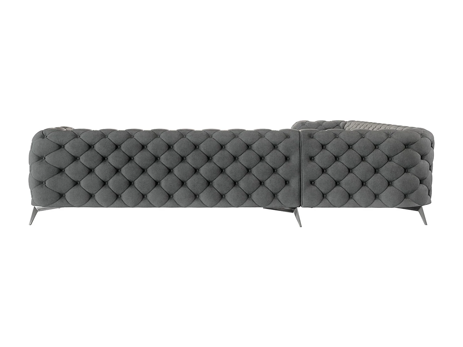 Ecksofa Chesterfield Celeste mit Silber Metall Füßen