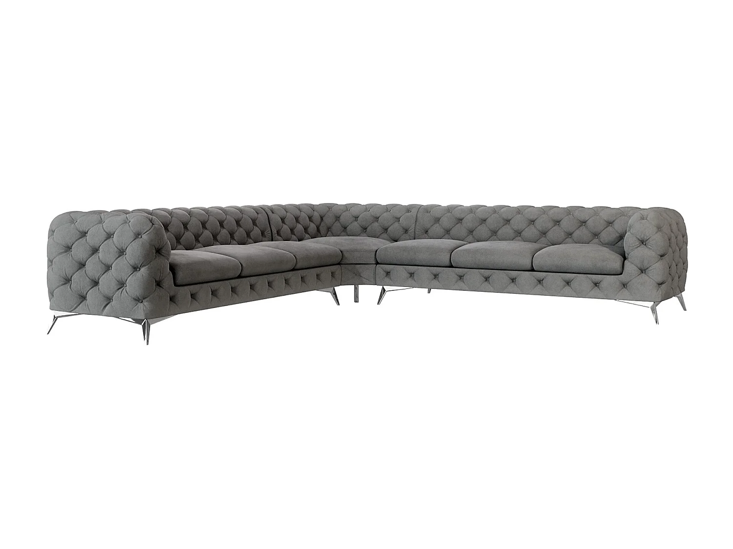 Ecksofa Chesterfield Celeste mit Silber Metall Füßen