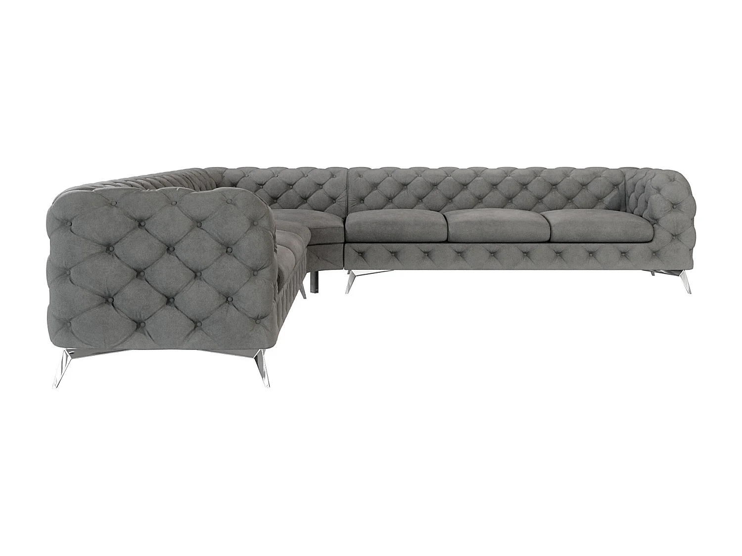 Ecksofa Chesterfield Celeste mit Silber Metall Füßen