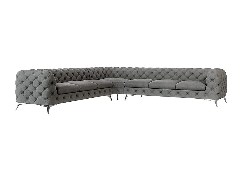 Ecksofa Chesterfield Celeste mit Silber Metall Füßen