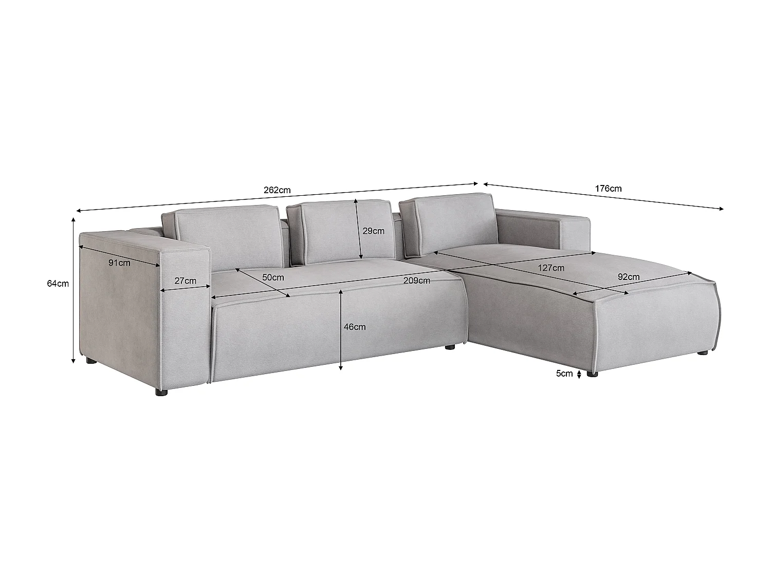 Modernes Ecksofa mit Ottomane Olivia