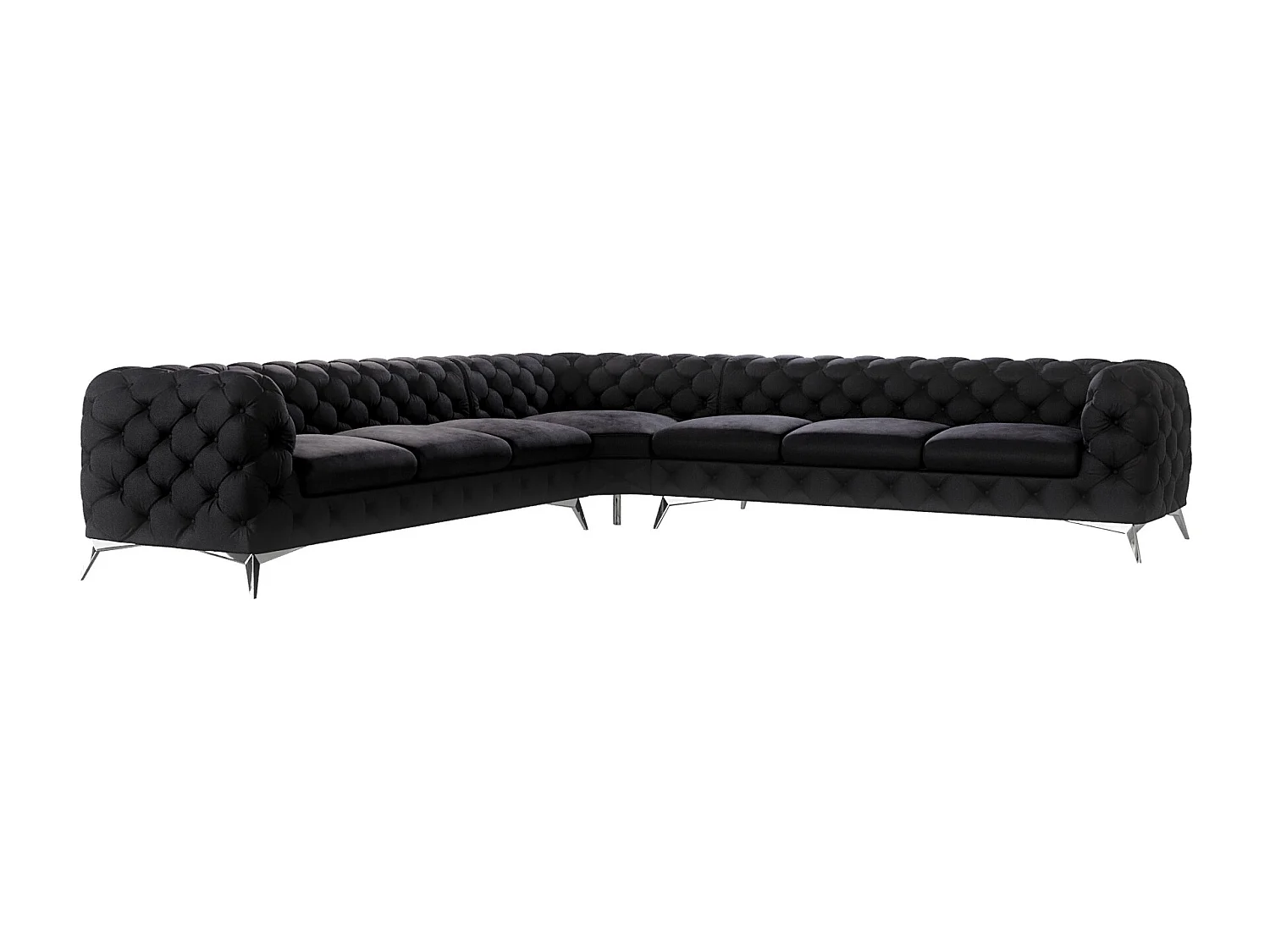 Ecksofa Chesterfield Celeste mit Silber Metall Füßen