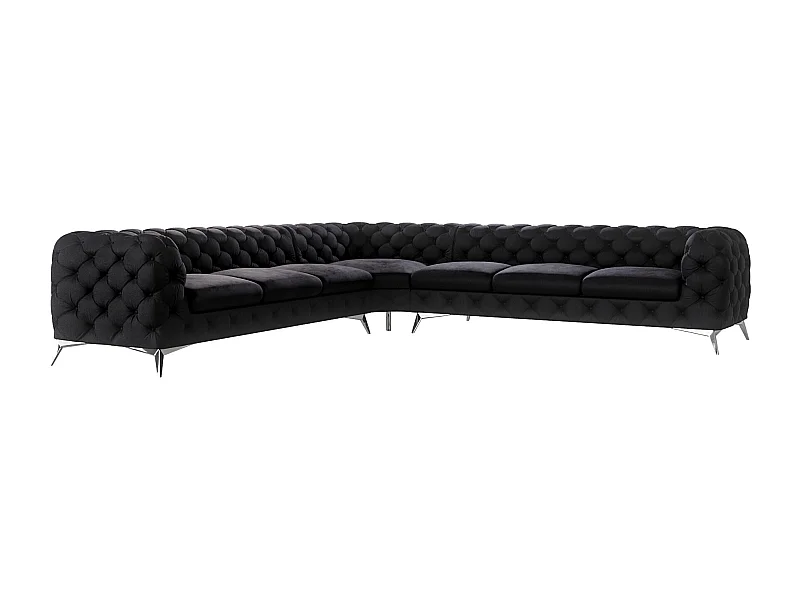 Ecksofa Chesterfield Celeste mit Silber Metall Füßen