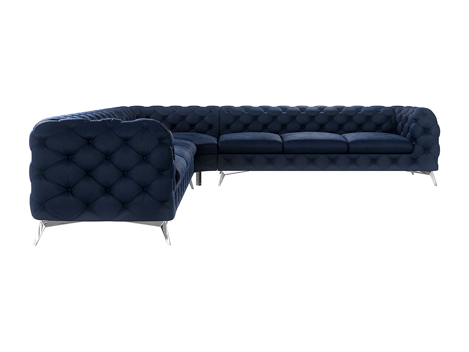 Ecksofa Chesterfield Celeste mit Silber Metall Füßen