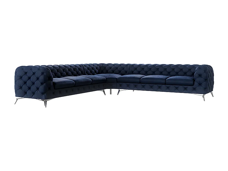 Ecksofa Chesterfield Celeste mit Silber Metall Füßen