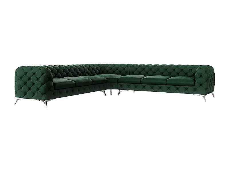 Ecksofa Chesterfield Celeste mit Silber Metall Füßen