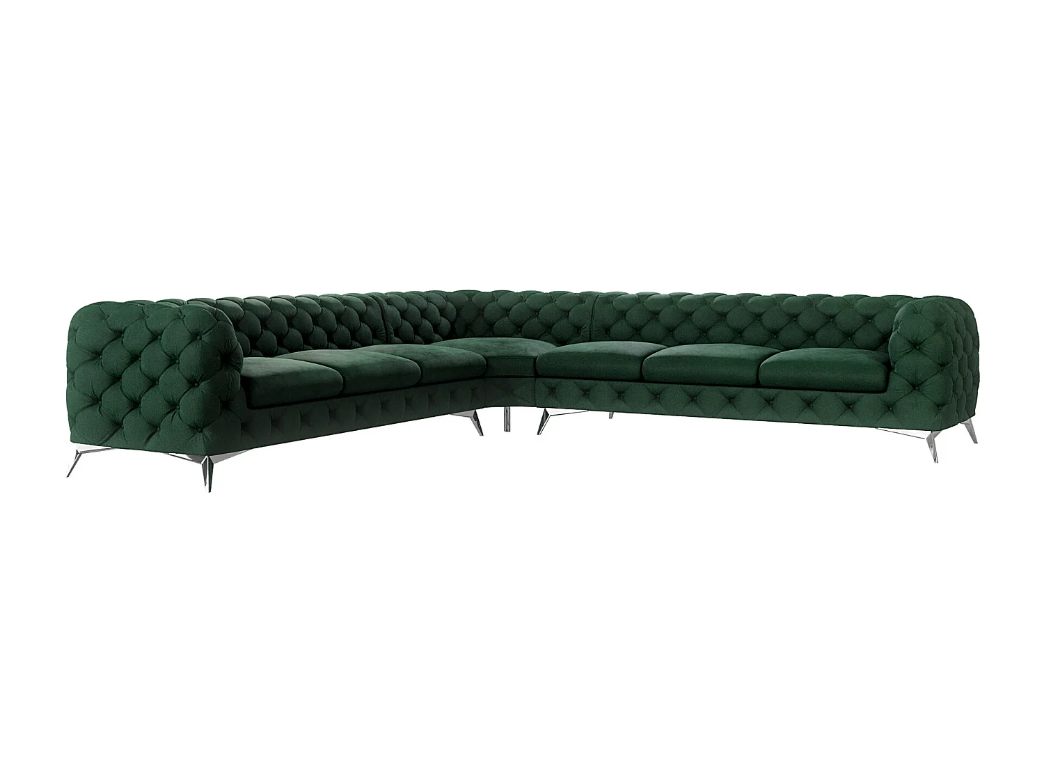 Ecksofa Chesterfield Celeste mit Silber Metall Füßen