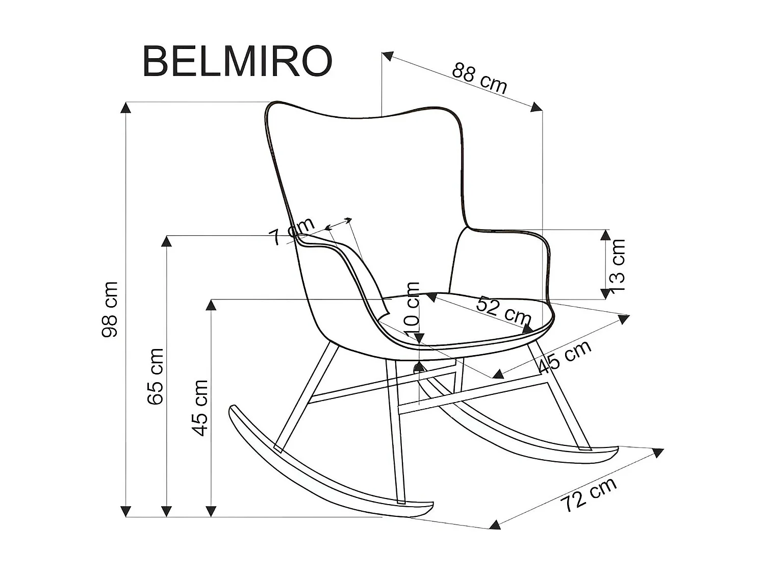Fauteuil à bascule Belmiro/Tissu/Gris