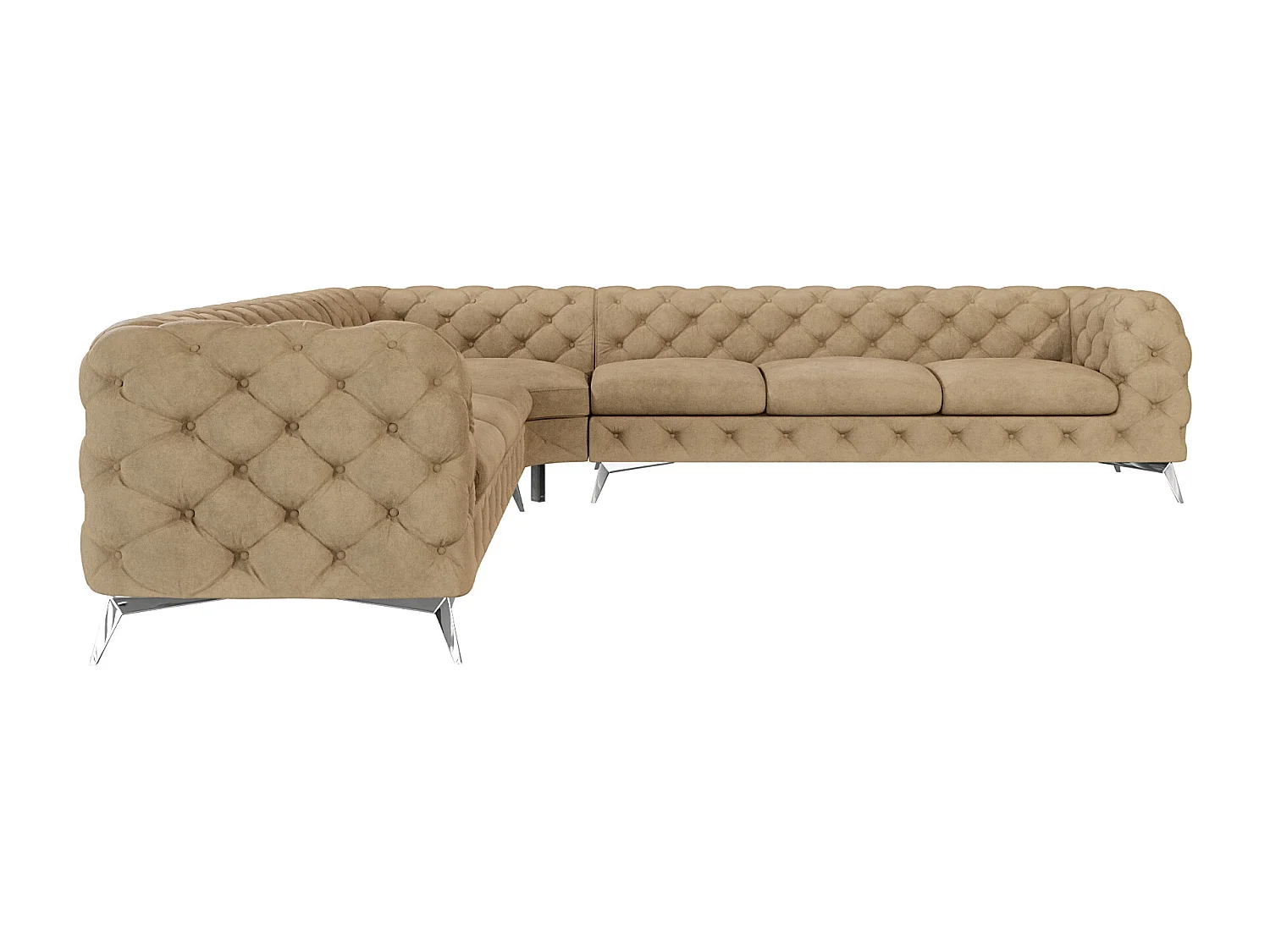 Ecksofa Chesterfield Celeste mit Silber Metall Füßen