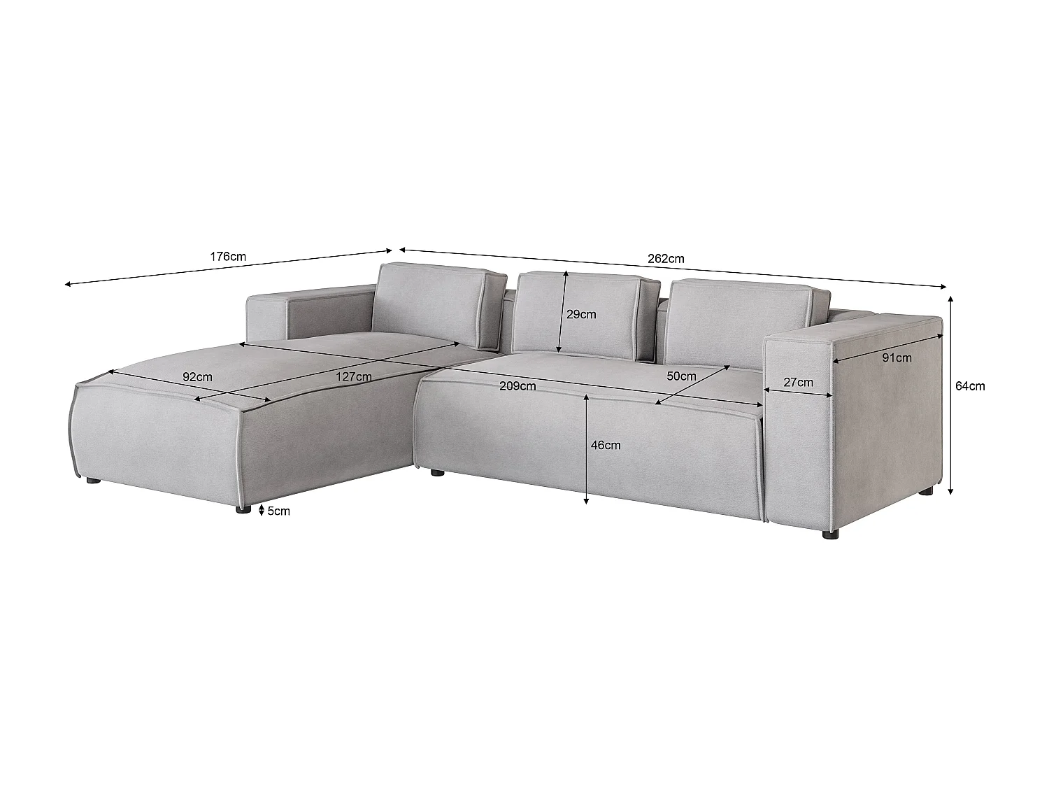 Modernes Ecksofa mit Ottomane Olivia