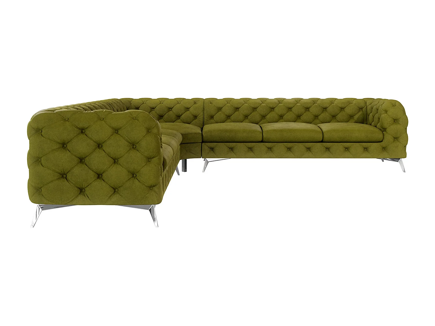 Ecksofa Chesterfield Celeste mit Silber Metall Füßen