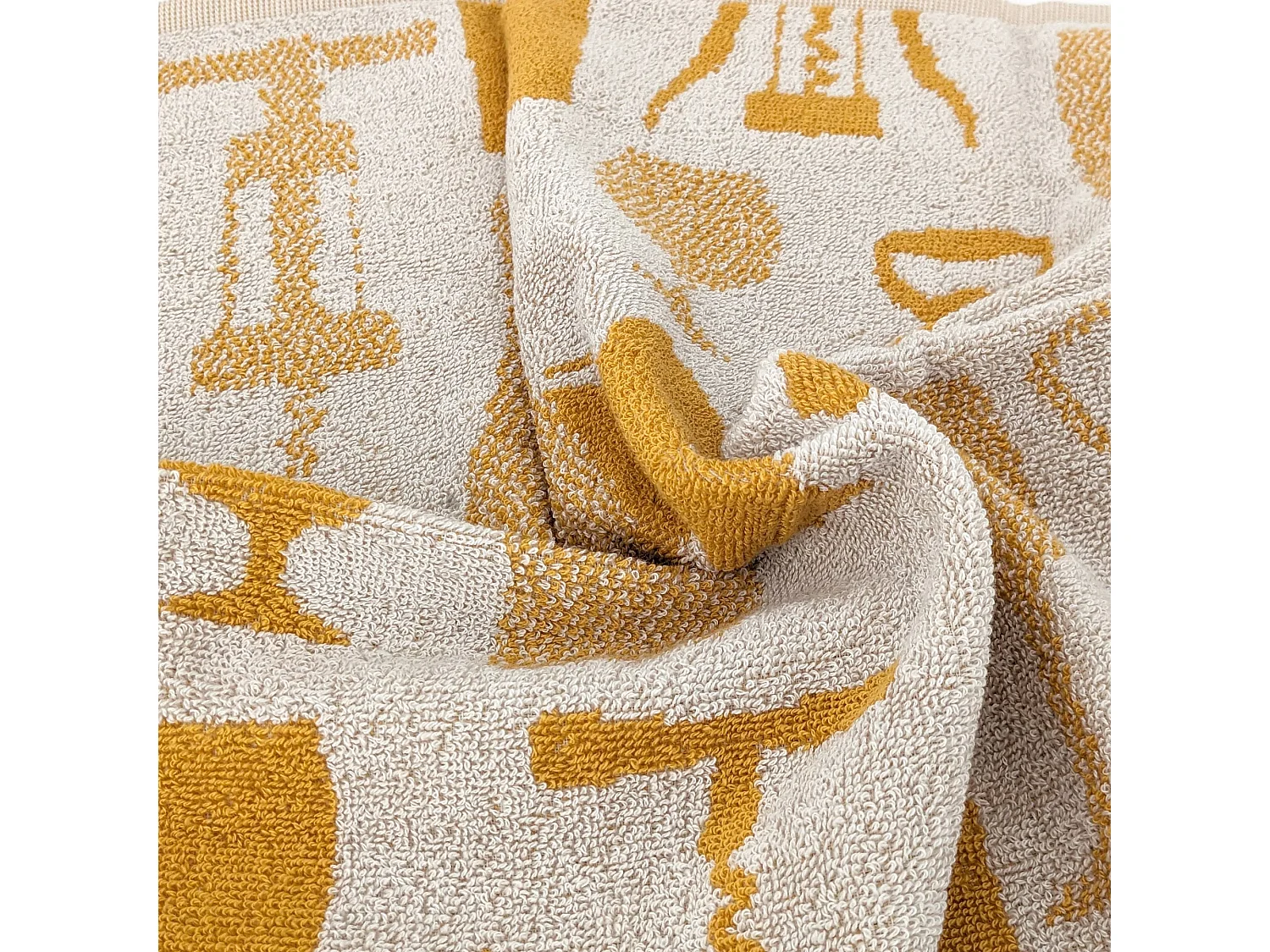 Lot de 2 torchons de cuisine pur coton 50x50 cm VITIS motif viticole jaune