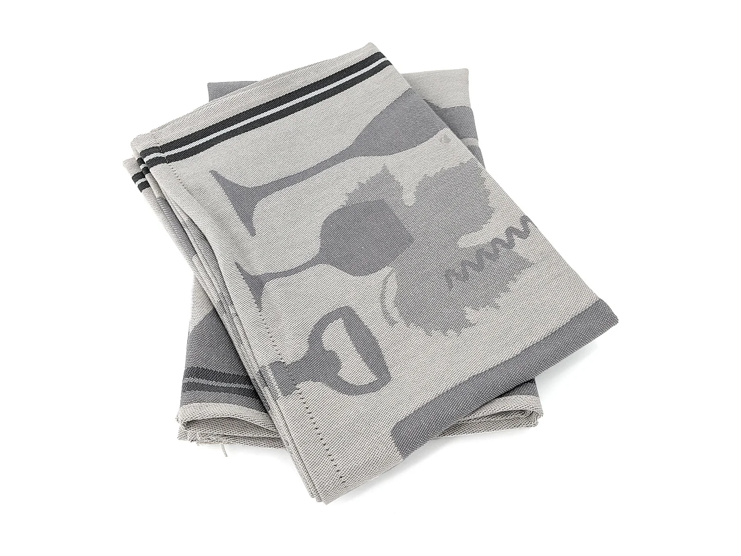 Lot de 2 torchons de cuisine pur coton 50x70 cm VITIS motif viticole gris