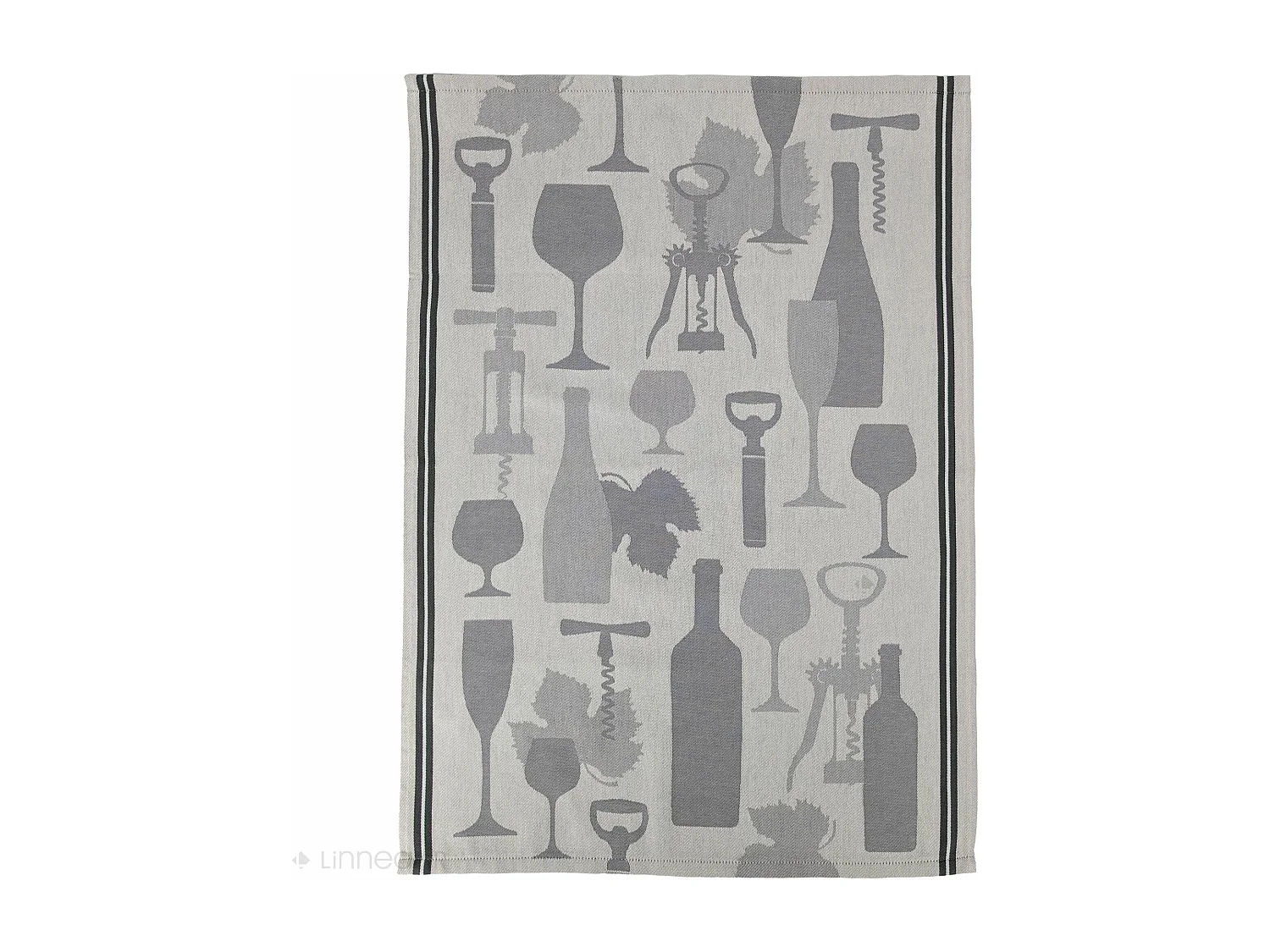 Lot de 2 torchons de cuisine pur coton 50x70 cm VITIS motif viticole gris