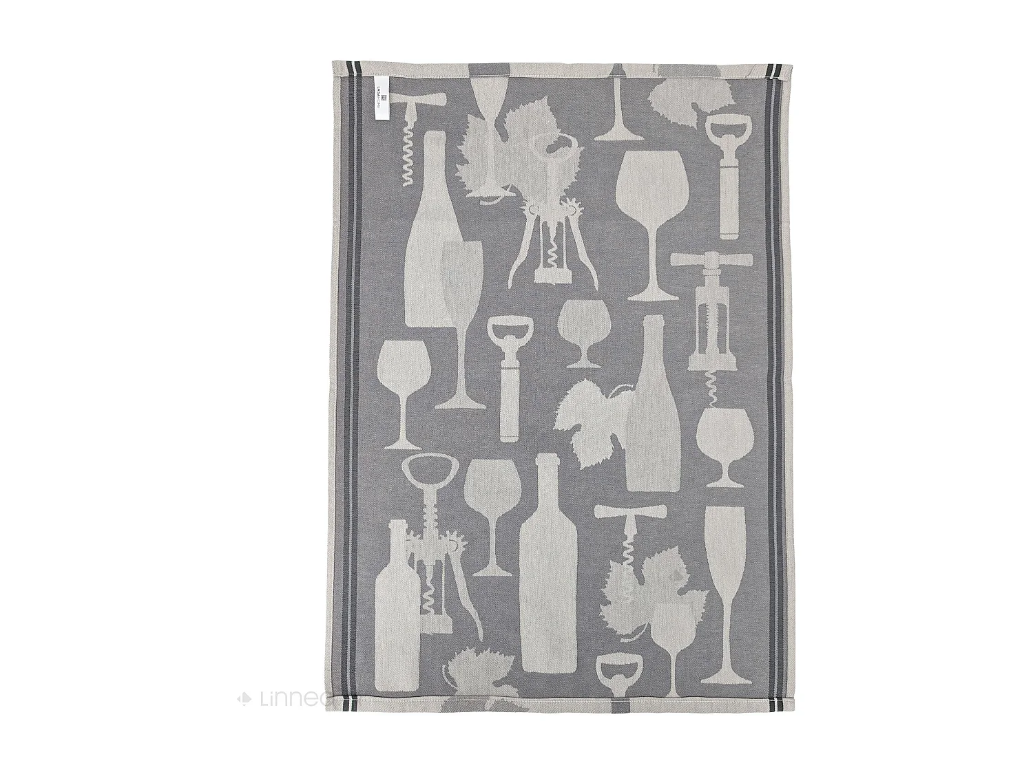 Lot de 2 torchons de cuisine pur coton 50x70 cm VITIS motif viticole gris