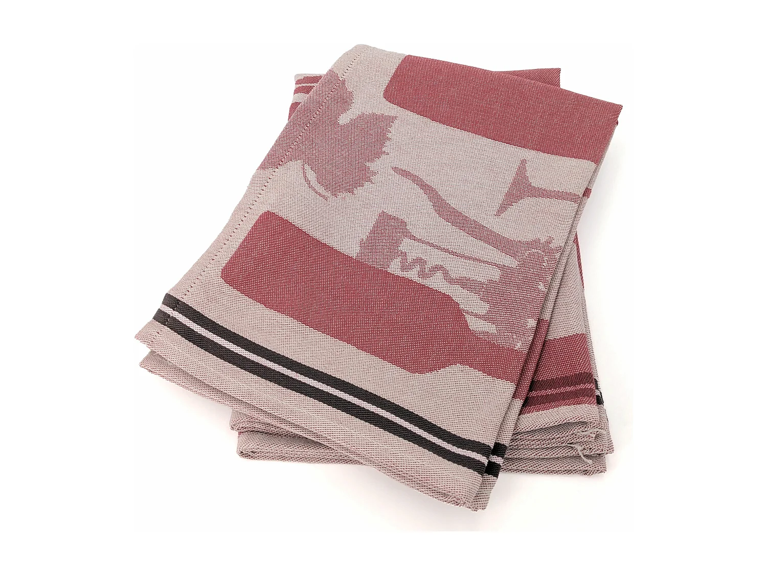 Lot de 2 torchons de cuisine pur coton 50x70 cm VITIS motif viticole rouge