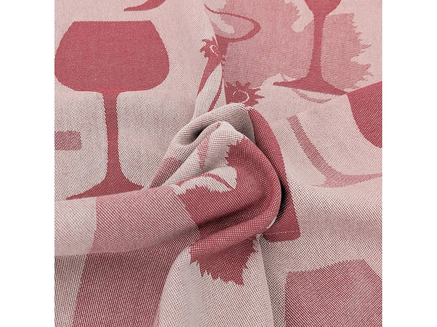 Lot de 2 torchons de cuisine pur coton 50x70 cm VITIS motif viticole rouge