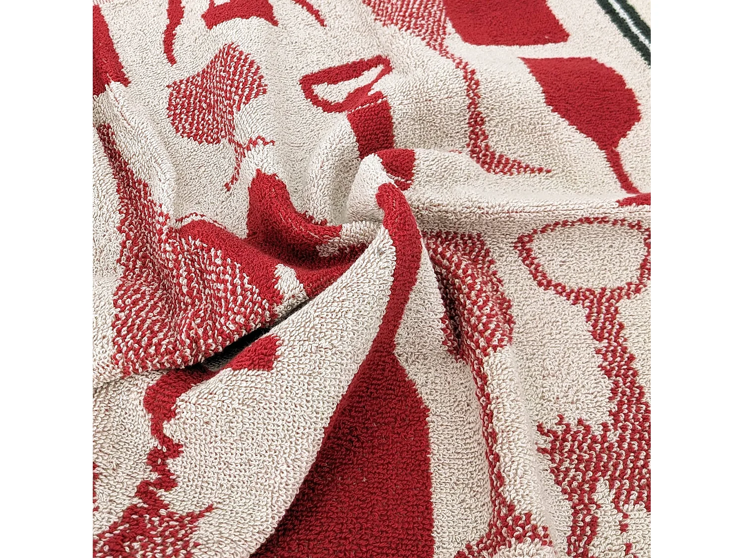 Lot de 2 torchons de cuisine pur coton 50x50 cm VITIS motif viticole rouge