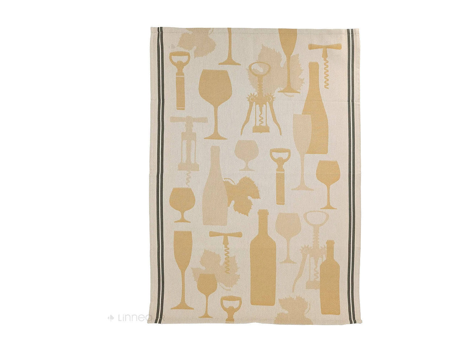 Lot de 2 torchons de cuisine pur coton 50x70 cm VITIS motif viticole jaune