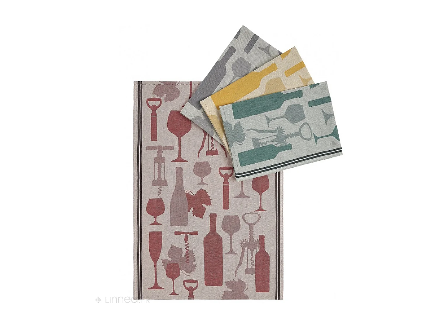 Lot de 2 torchons de cuisine pur coton 50x70 cm VITIS motif viticole vert