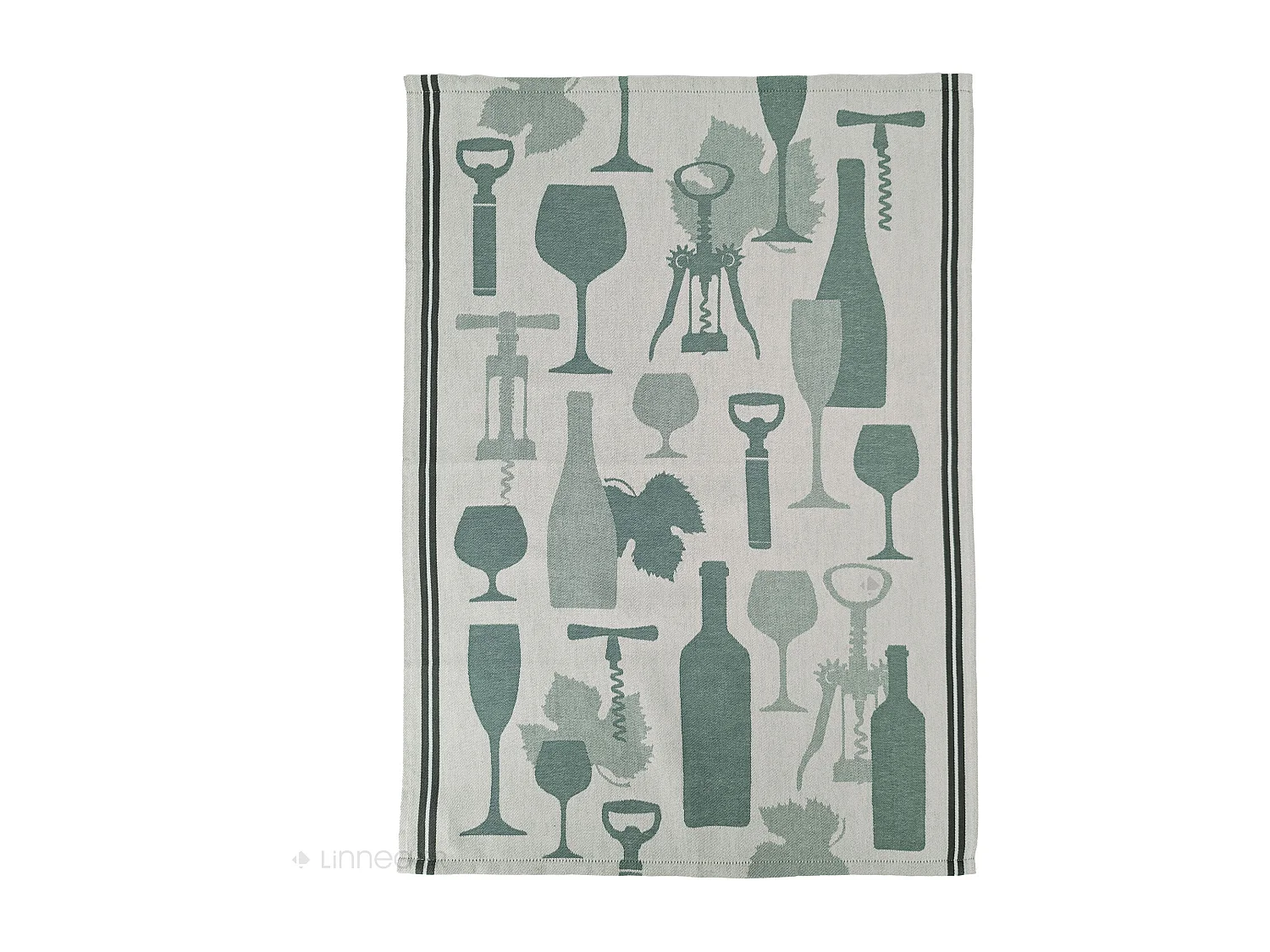 Lot de 2 torchons de cuisine pur coton 50x70 cm VITIS motif viticole vert