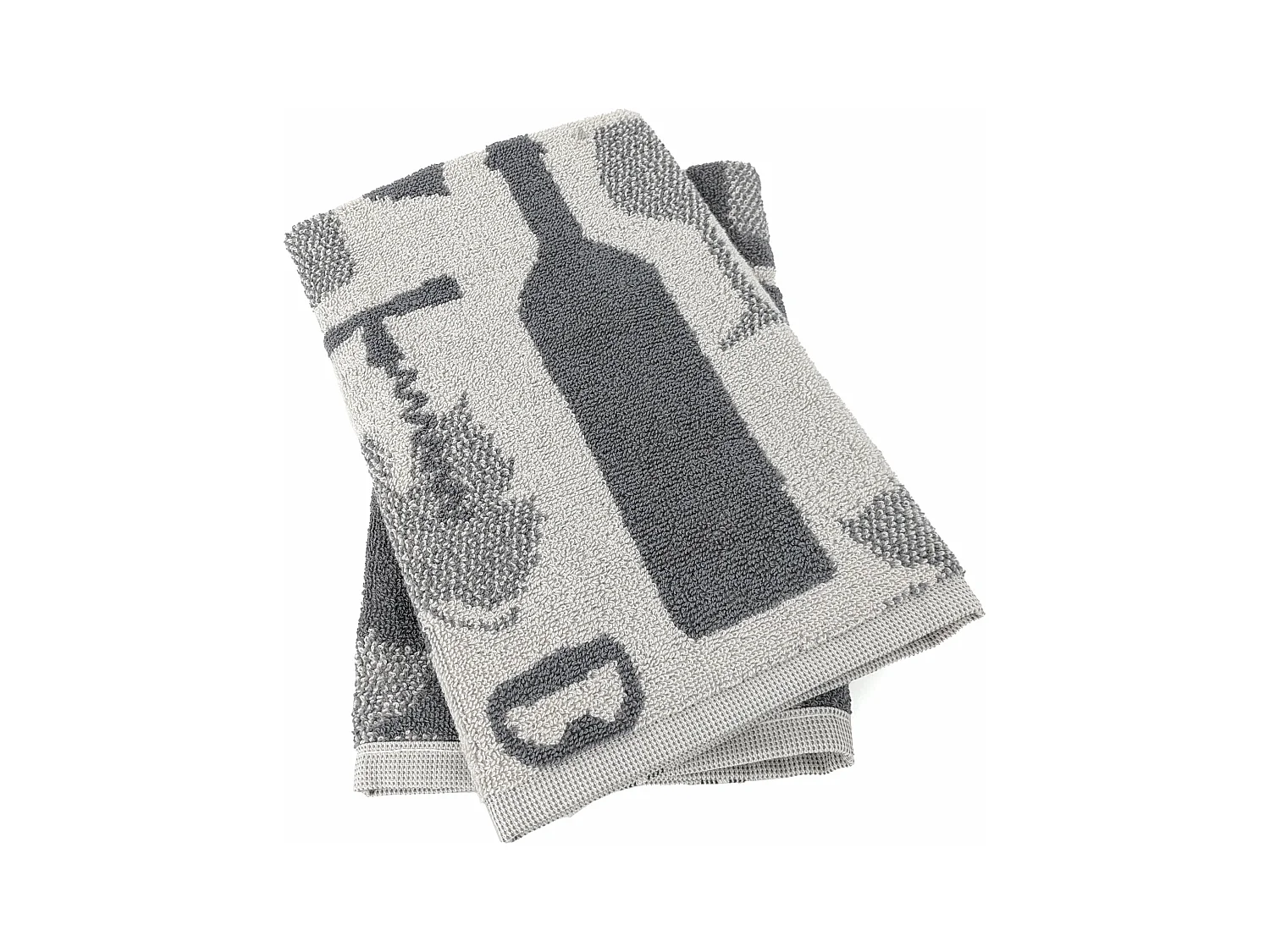 Lot de 2 torchons de cuisine pur coton 50x50 cm VITIS motifs viticole gris
