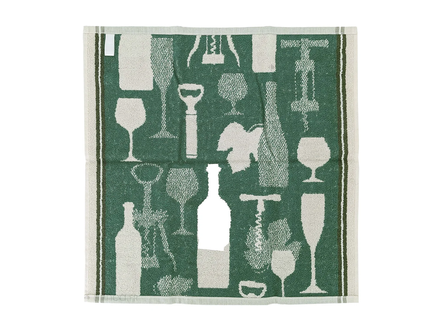 Lot de 2 torchons de cuisine pur coton 50x50 cm VITIS motif viticole vert