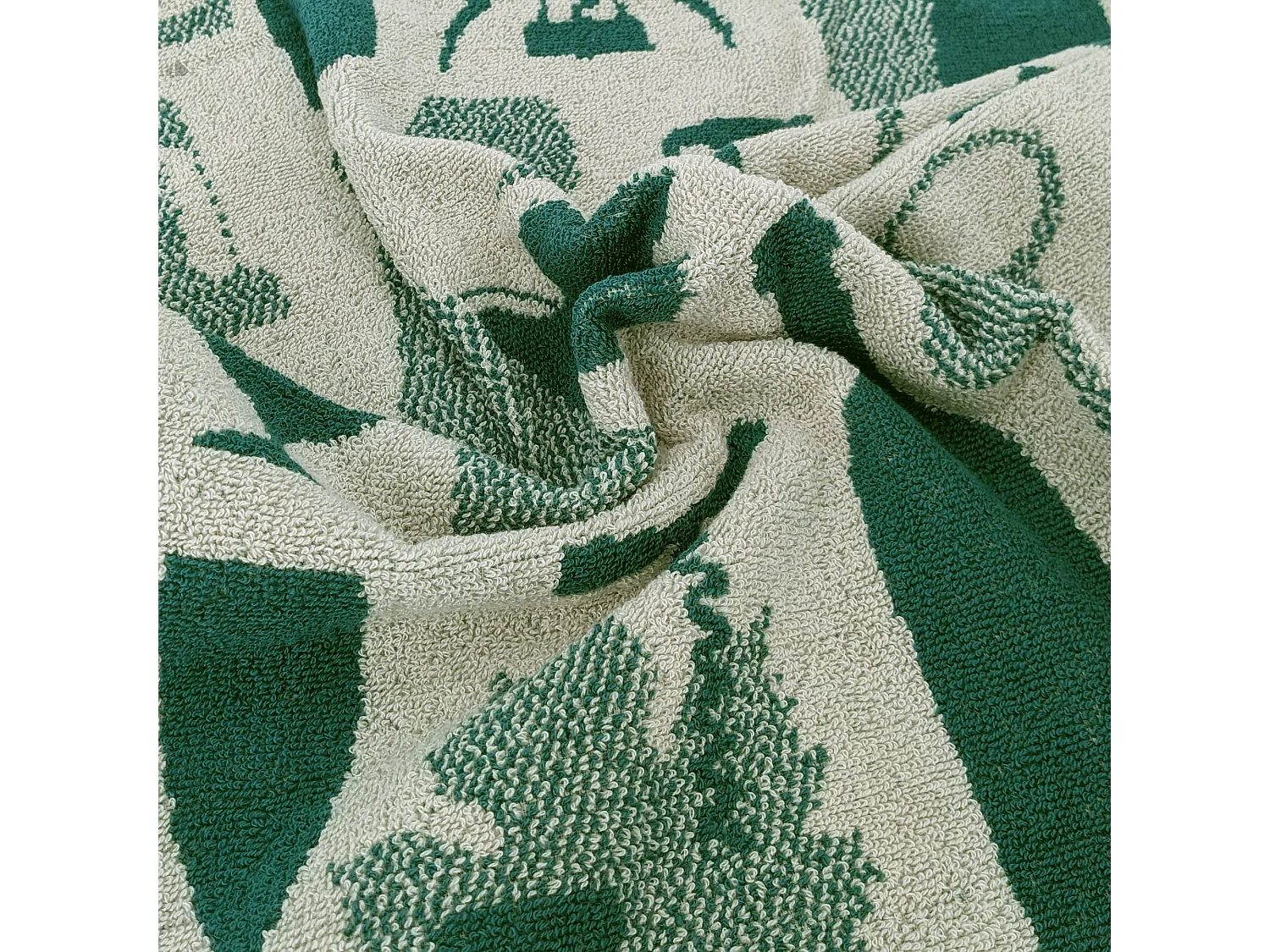 Lot de 2 torchons de cuisine pur coton 50x50 cm VITIS motif viticole vert