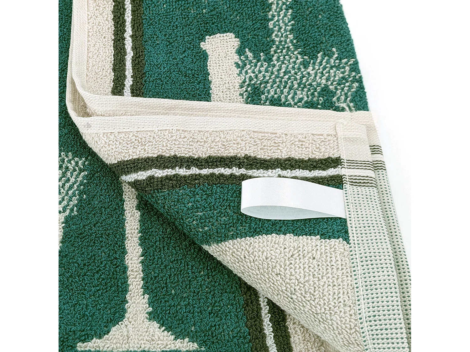 Lot de 2 torchons de cuisine pur coton 50x50 cm VITIS motif viticole vert