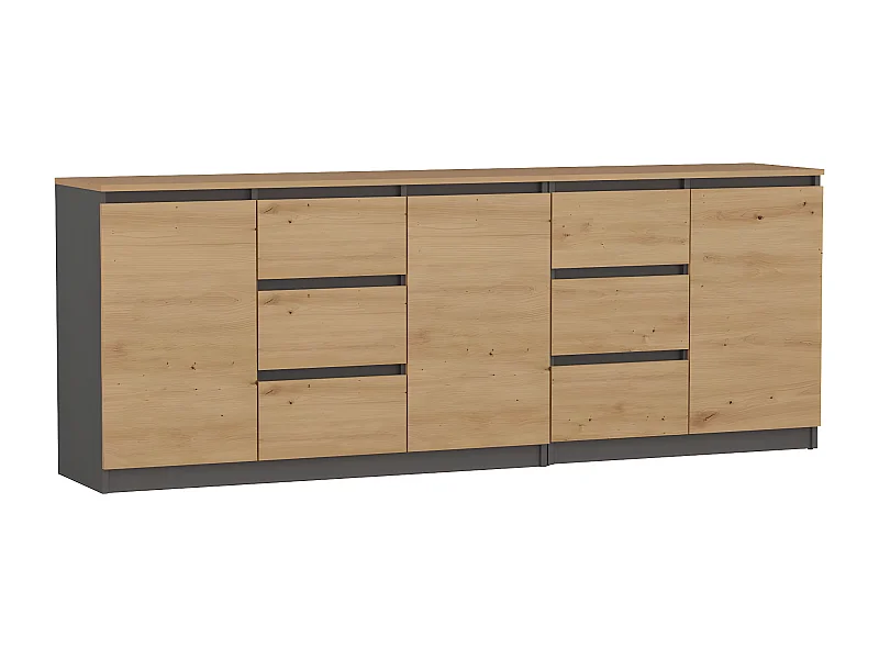 COSTI - Credenza lunga 3 ante + 6 cassetti - 200x40x75 cm - Mobili contenitori e archiviazione soggiorno sala da pranzo