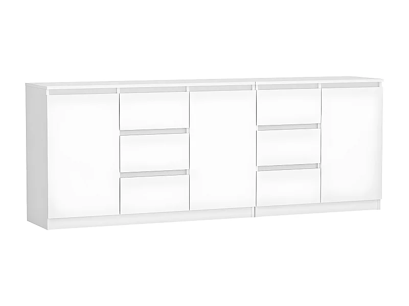 COSTI - Aparador largo 3 puertas + 6 cajones - 200x40x75 cm - Mueble de almacenaje y archivo salón comedor