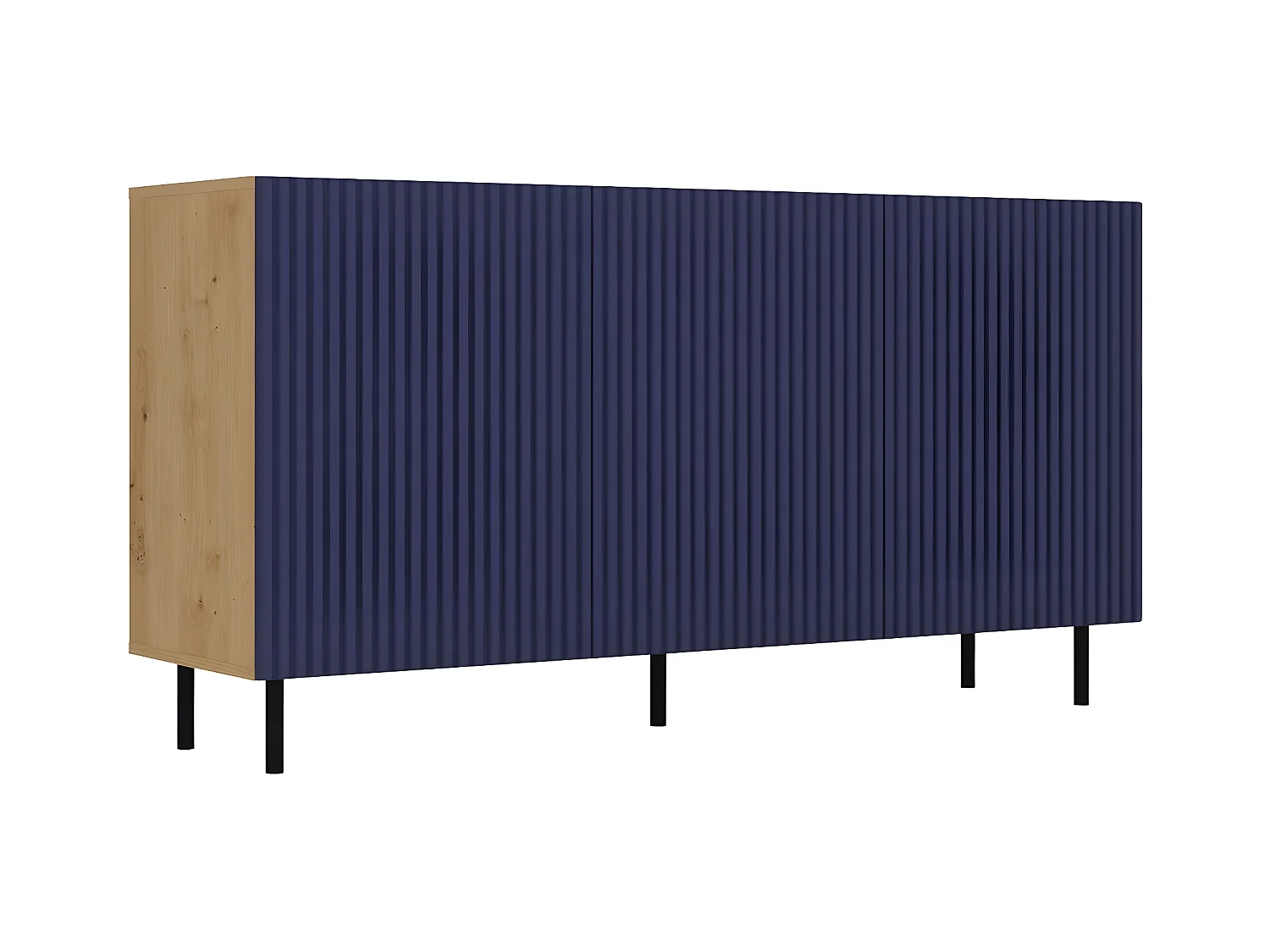 CAMI - Buffet style glamour 3 portes - 150x40x78 cm - 4 niches de rangement - Portes à lamelles