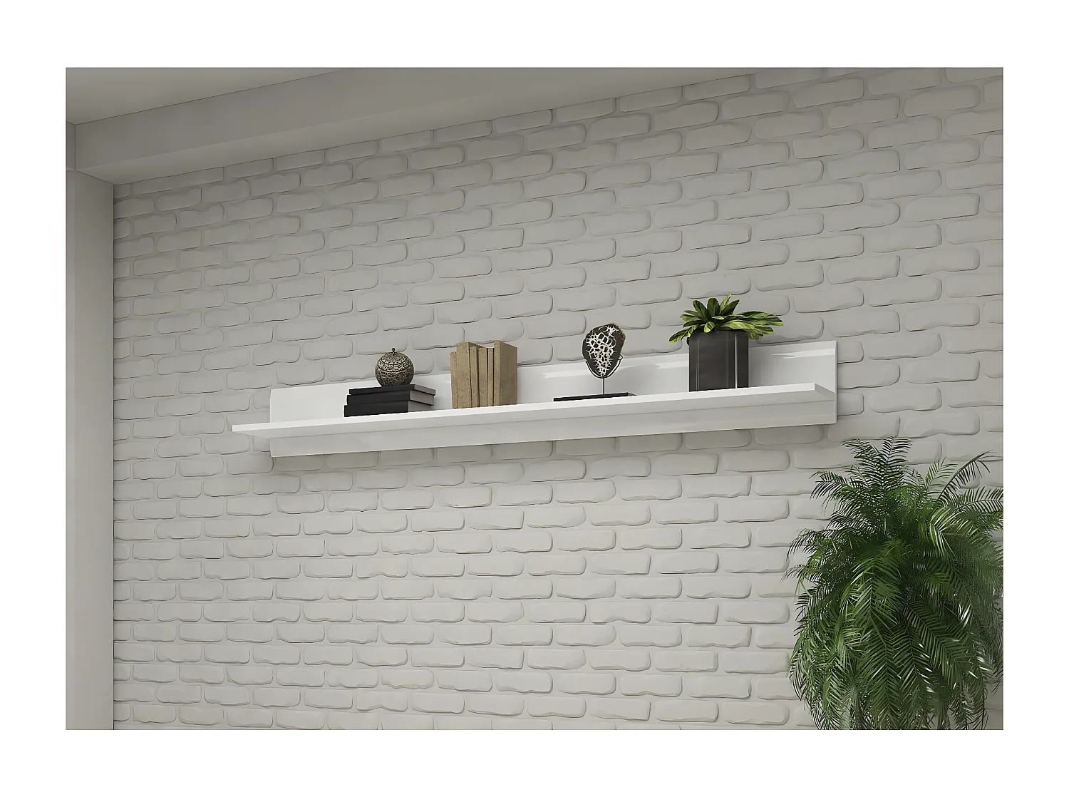 Étagère longue "TULSA WM" - 22 x 180 x 22 cm - Blanc brillant