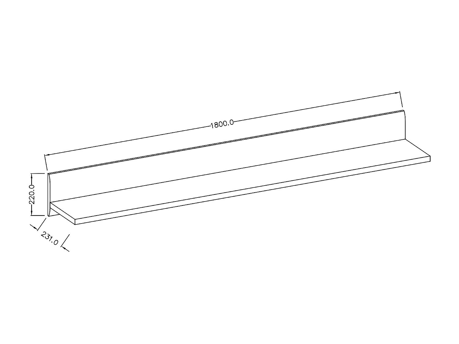 Étagère longue "TULSA WM" - 22 x 180 x 22 cm - Blanc brillant