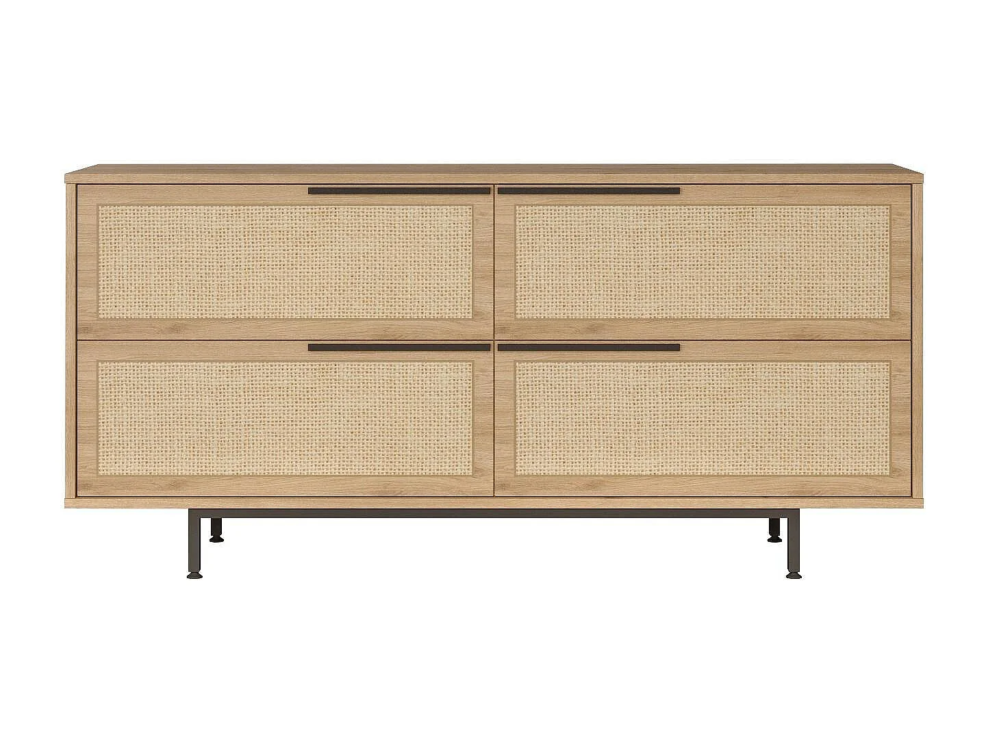 Buffet Evelis L160cm Bois et Rotin clair