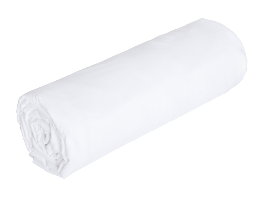 vente unique Drap housse percale de coton 80 fils/cm² - 160 x 200 cm - Bonnet 30 cm - Blanc - BELLIMI