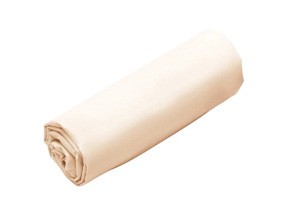 Drap housse percale de coton 80 fils/cm² - 140 x 190 cm - Bonnet 30 cm - Beige - BELLIMI