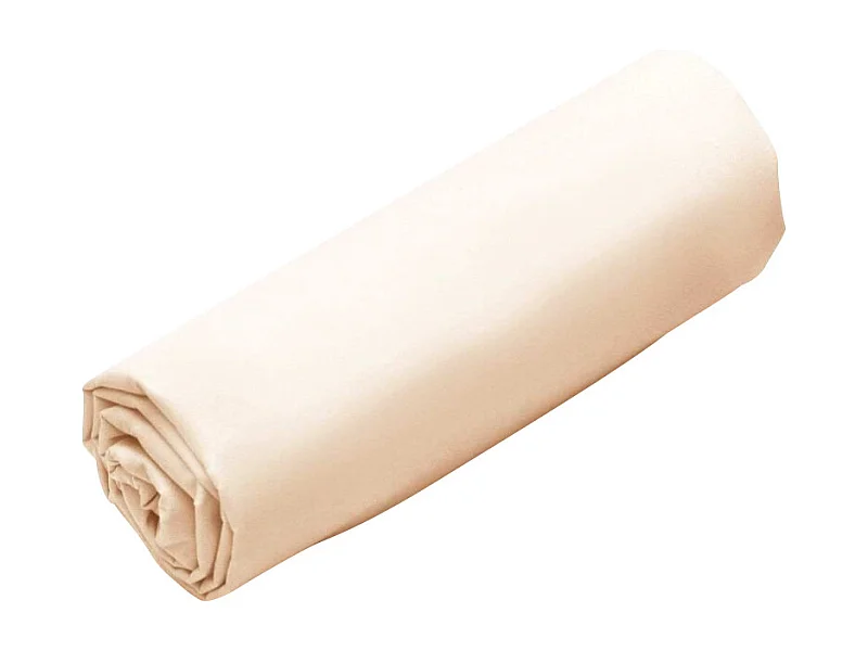 Drap housse percale de coton 80 fils/cm² - 200 x 200 cm - Bonnet 30 cm - Beige - BELLIMI