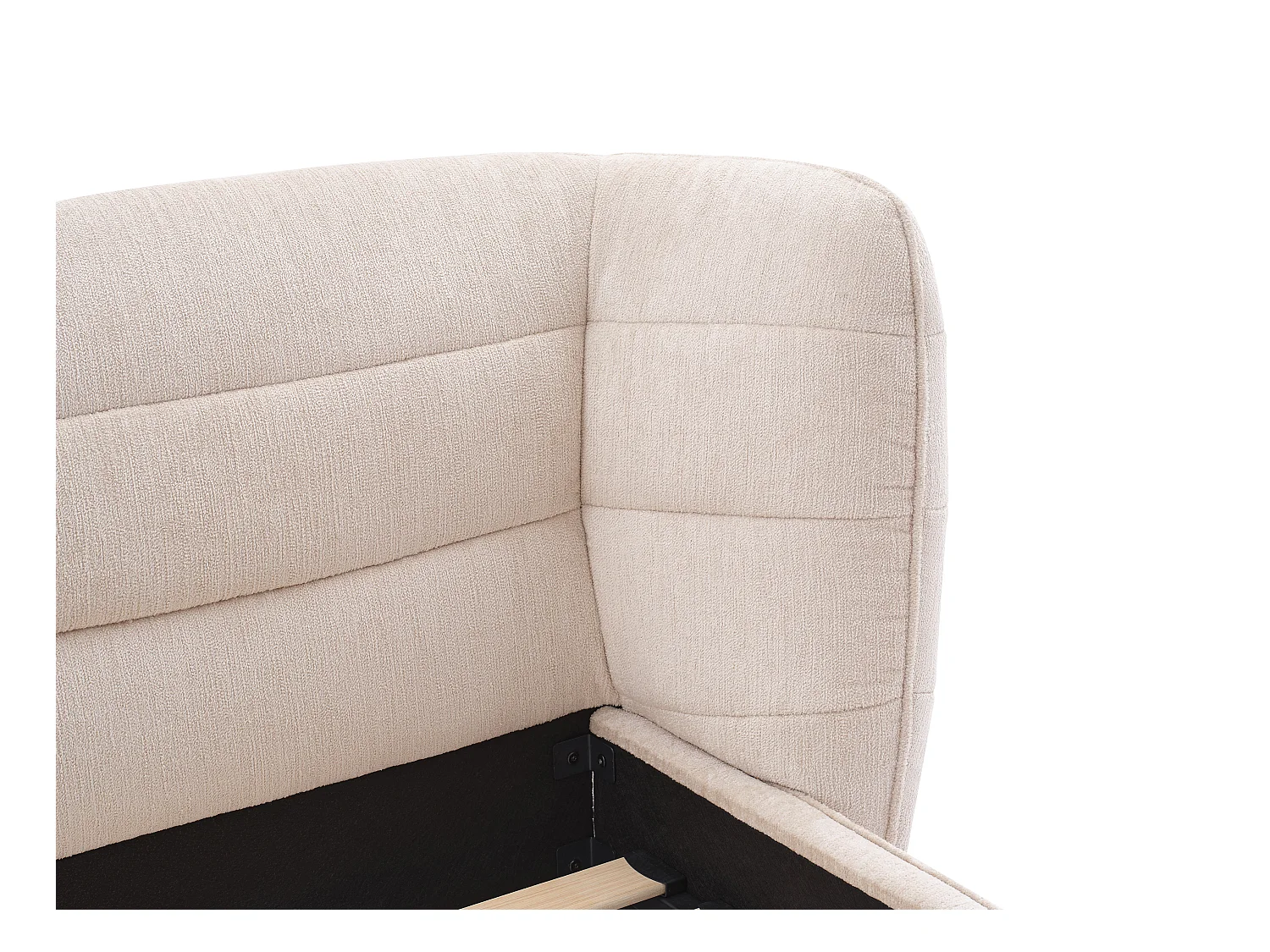 Lit 180 x 200 cm avec tête de lit incurvée - Tissu bouclette - Beige - LARUMO de Maison Céphy